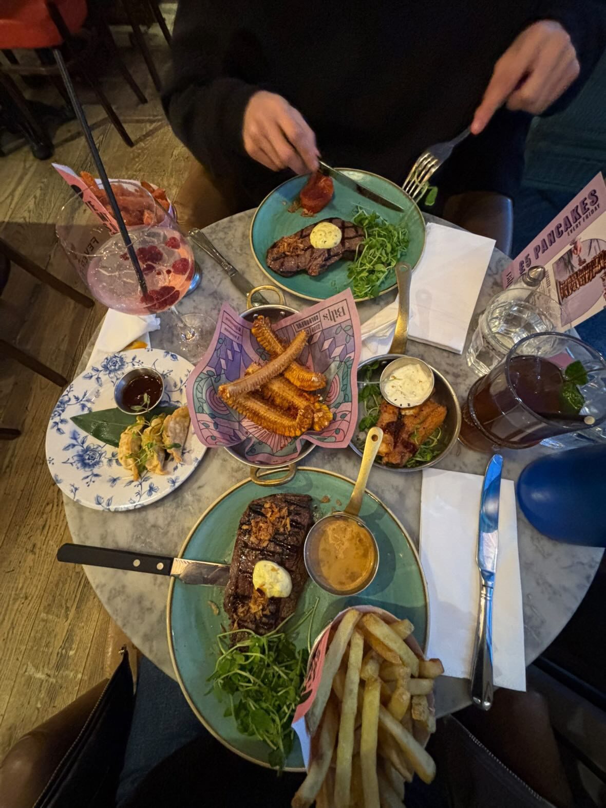 restaurant table shot from above
